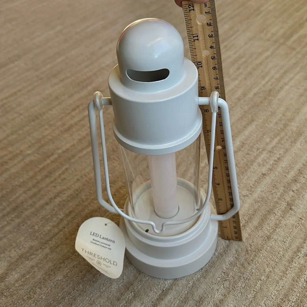 NWT Threshold Metal Classic Battery LED Pillar Candle Outdoor Patio Lantern 11.3